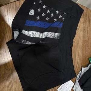 Born Primitive Black Performance Shorts with Thin Blue Line Detail